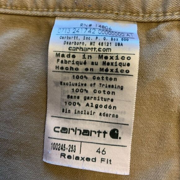 Carhartt Relaxed Fit Khaki Carpenter Cargo Shorts Size 46 - Picture 11 of 11